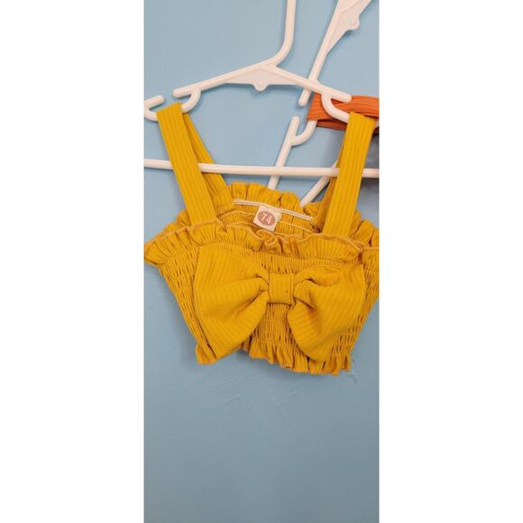 Baby Girls 6-9mos 3 Piece Outfit, 2 Bow Crop Tanks And Sunflower Bloomers - Picture 4 of 6